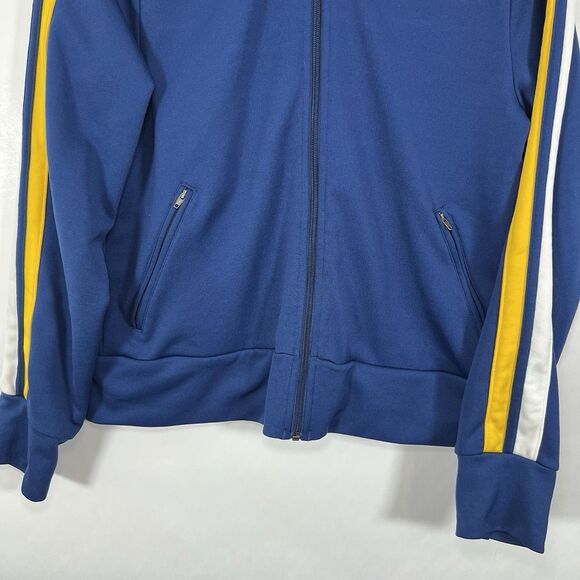 Vintage Speedo Full Zip Track Jacket Womens Size Medium Blue Yellow Striped EUC - Picture 3 of 12